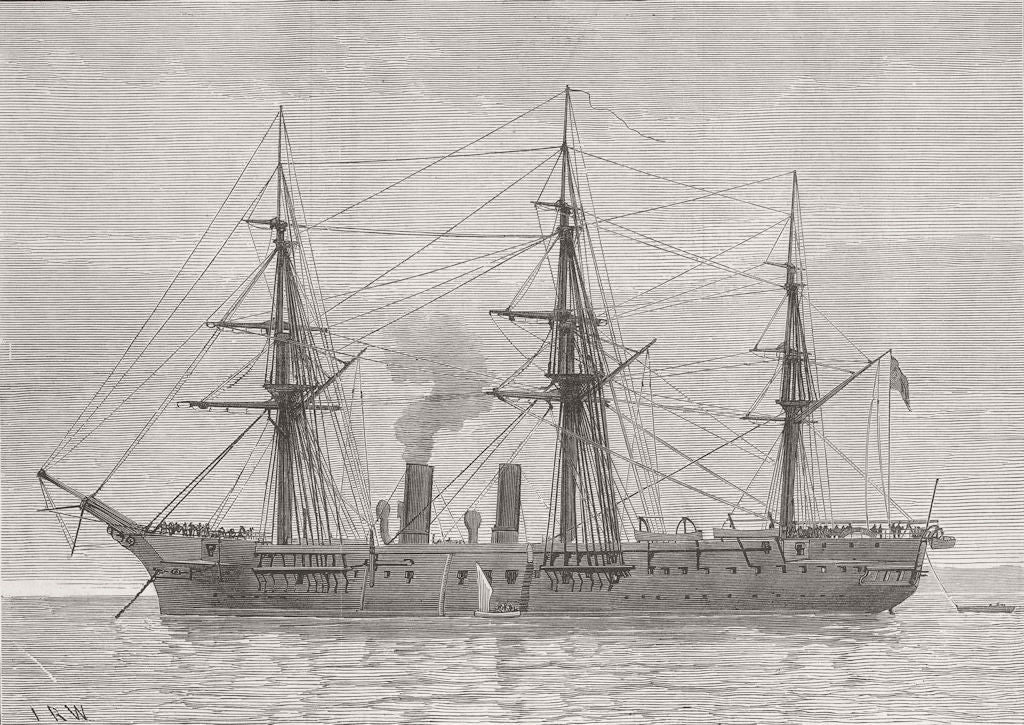 SHIPS. H M S Boadicea 1876 old antique vintage print picture